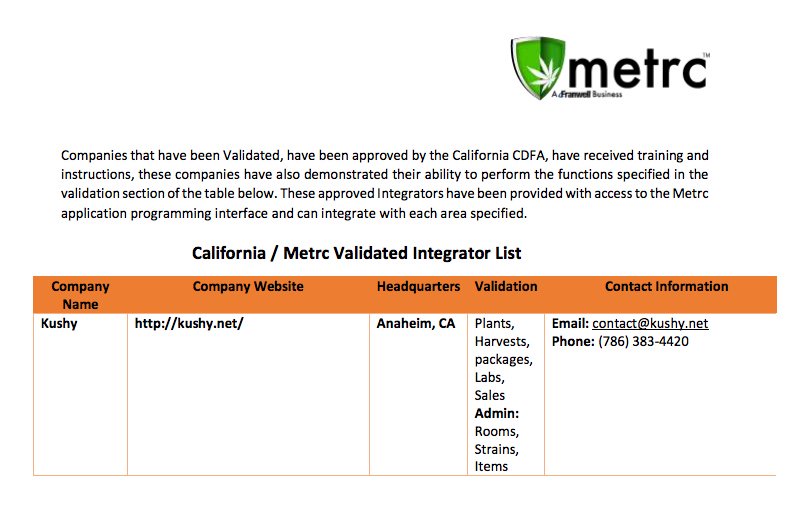 KushyApp's tweet photo. Proud to announce we are @Official_Metrc certified https://t.co/KzCn6yunVi https://t.co/mNhyWHBR0l