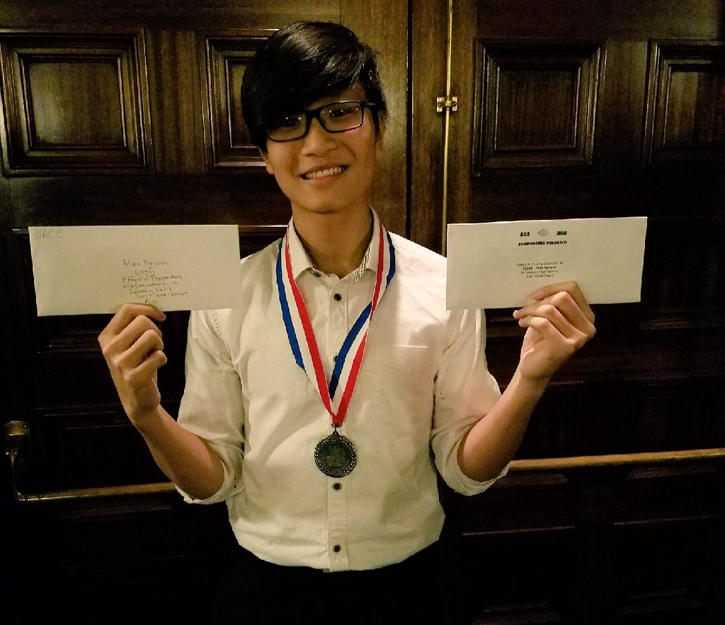 StAnthonySAINTS's tweet photo. Sophomore Alex Nguyen wins second place in the Engineering Research Division, and second place in NACE International Scholarship. #LACSF https://t.co/wykxaMCqtO