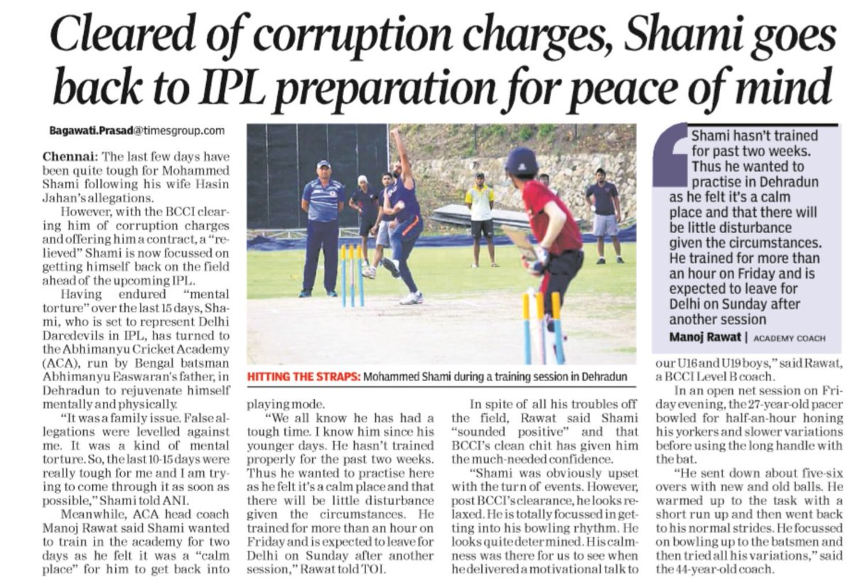 Baggs0404's tweet photo. #ShamiBackInAction #IPLMode Heads to 'calm' Dehradun for practice https://t.co/FcpXI1uU5A