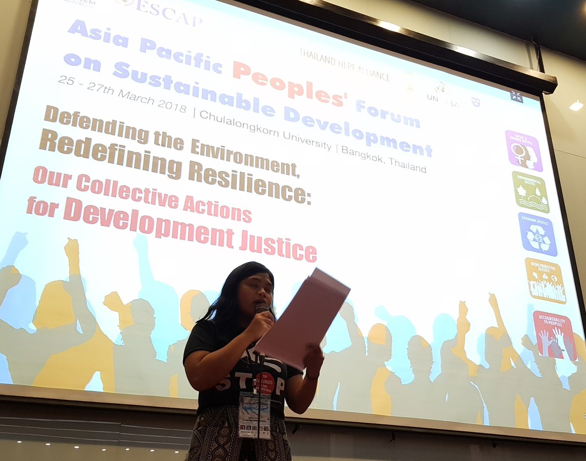 .<a href="/apwld/">APWLD</a> member Geri Cerillo:
"We need to stop asking communities to be resilient and demand our govt to be accountable for their neoliberal policies" #PeoplesForum2018 #DevelopmentJustice
