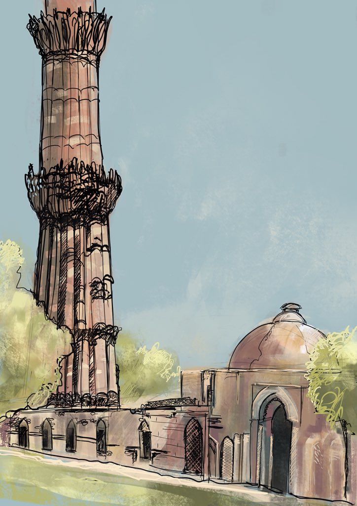 Qutub Minar Drawing For Kids