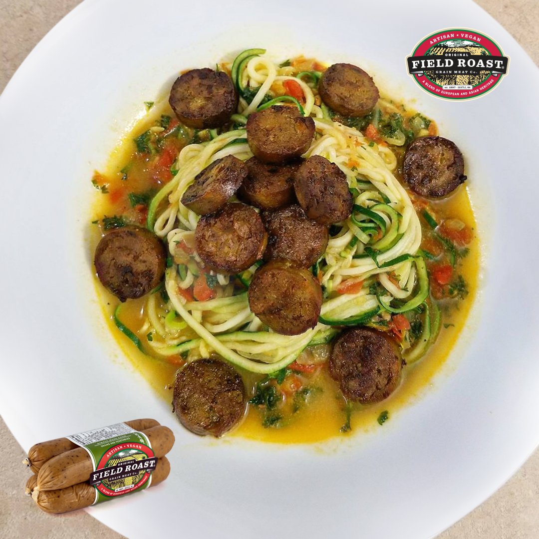FieldRoastME's tweet photo. Vegans always do it better!

And this unbelievably gratifying dish made by supremely talented https://t.co/ZeDFo7SI9p is just another delicious example of that - Zucchini Pasta w/ our Smoked Apple Sage sausage. 

We totally love it when people get creative with our vegan meats! https://t.co/0sNnhSw3OF