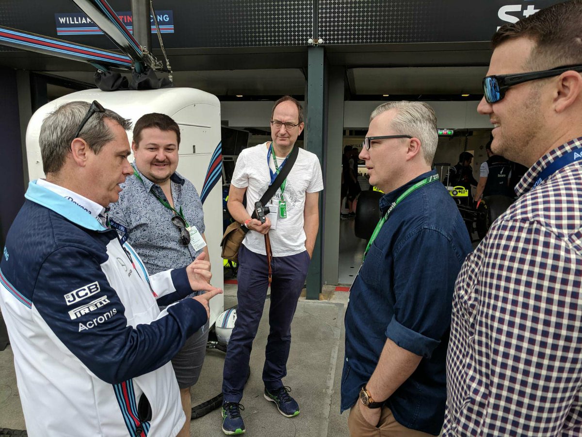 AcronisANZ's tweet photo. #Acronis partners had a great opportunity to discuss the importance of data protection with CIO of @williamsf1 @graemehackland #AusGP #AcronisRacing https://t.co/c1fUCzAhNe
