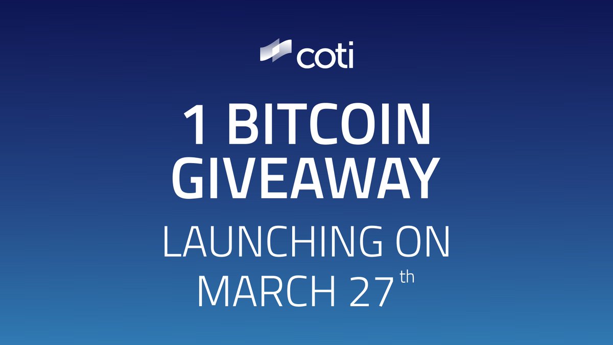 Get ready for the next BIG THING! Following our 1 ETH Giveaway, we have decided to do a 1 #Bitcoin #giveaway to the COTI #community.  More details will be released on COTI's #telegram group! Join us now t.me/COTInetwork