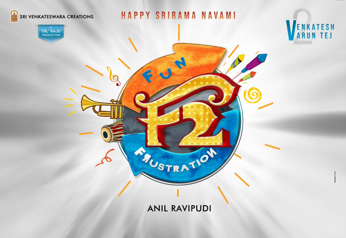 Team_VVF's tweet photo. Finally An Official Announcement 🙏
#F2TitleLogo Is Here 😊
#F2 #FunAndFrustration..
Starring Both #V2 #VictoryVenkatesh
And Super Cool @IAmVarunTej 😍
Producer : @SVC_official
Director : @AnilRavipudi
Regular Shoot Starts From July ...
@VenkateshDaggu4 @VictoryVenki_FC https://t.co/ZyWjOsTZRl