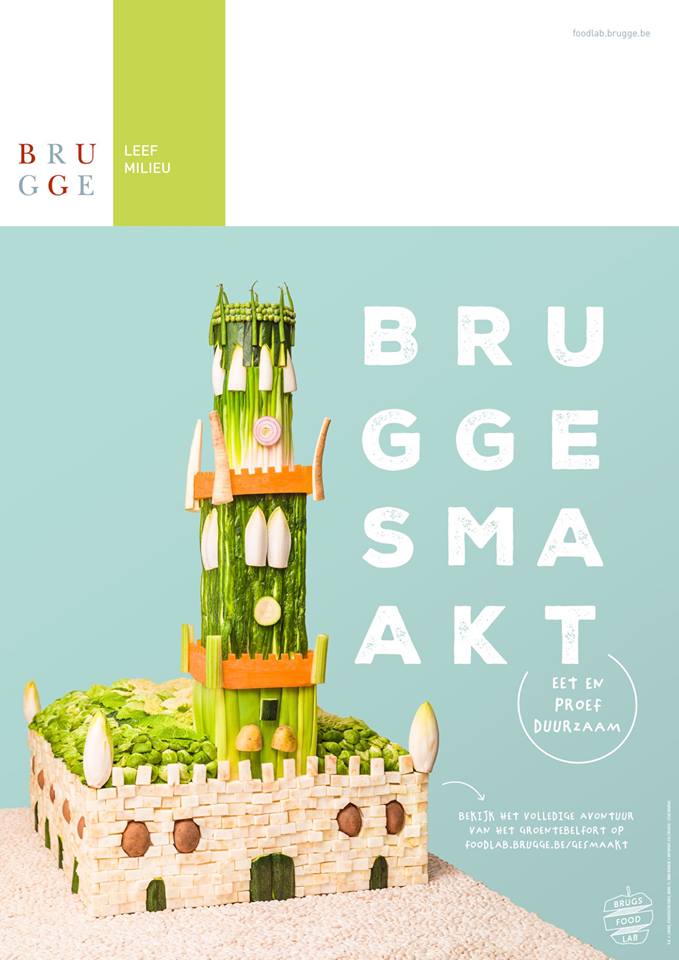 Brugs Food Lab lanceert nieuwe website over duurzame voeding: foodlab.brugge.be Het campagnebeeld, met slogan #Bruggesmaakt, toont mini-#Belfort gemaakt uit voedseloverschotten. Groentjes werden nadien in soep gebruikt. Bekijk hier de 'making of': bit.ly/2HYv0ec