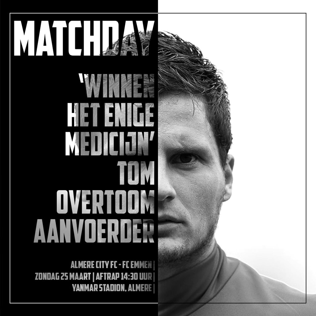 ⚽ MATCHDAY!
🆚 <a href="/FC_Emmen/">FC Emmen</a> 
🏆 <a href="/jupilerleague/">jupilerleague</a> 
🏟️ Yanmar Stadion
📌 Almere
🕝 14:30 uur
🎟 almerecity.nl/tickets
#️⃣ #almemm
📺 Fox Sports 1 Schakelkanaal
📸 Instagram Stories