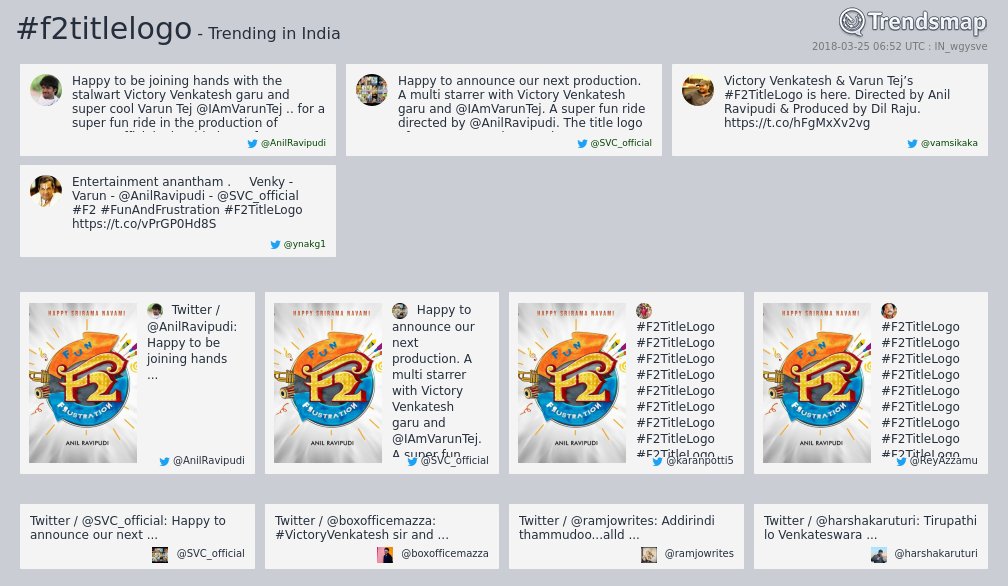 VenkyYuvasena_'s tweet photo. #F2TitleLogo Trending In India
#VictoryVenkatesh @AnilRavipudi @IAmVarunTej @NagarajaReddyS @Thiruvictory https://t.co/dKYRM5Nh0d