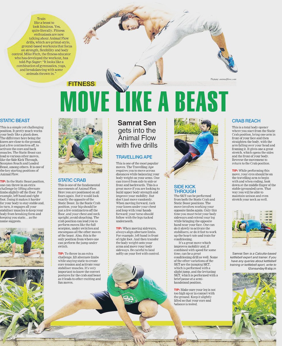 Samdammage's tweet photo. Animal Flow article in The Telegraph written by me! This article goes through the basic but important Animal Flow drills!

#fitness
#animalflow
#thetelegraph https://t.co/pYZDPwjeB7