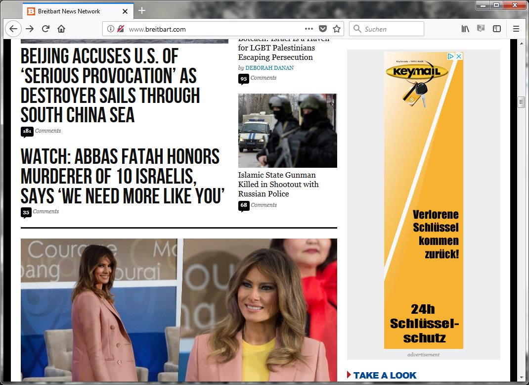 HateIsNoAnswer's tweet photo. Hallo @keymail01, eure Werbung erscheint bei Breitbart News! Keine Absicht? Ihr könnt die Seite blacklisten. Danke! @slpng_giants_ch https://t.co/CnAPGFxova