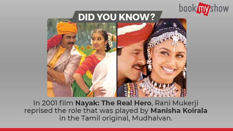 bookmyshow's tweet photo. #RaniMukerji and @mkoirala collaborated in #Mann and #CalcuttaMail though they didn't share screen space in either. 

Book for Rani's latest film Hichki here: https://t.co/ZGabpesFHS. https://t.co/GzHDbuPYBE