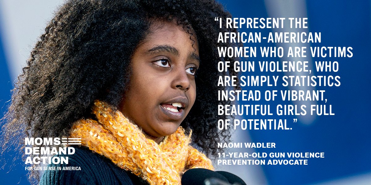 MomsDemand's tweet photo. 11-year-old Naomi Wadler delivered a passionate speech at yesterday's #MarchForOurLives. Naomi organized a walkout at her school, adding one minute to represent Courtlin Arrington and all the black girls and women whose deaths don't make the news. #BlackLivesMatter https://t.co/09dY0cQwaY