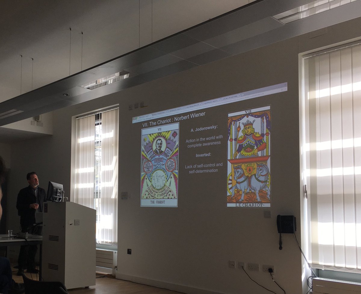 Love unexpected connections at #seeingsound - Derek Holzer meets Norbert Weiner meets Jodorowsky via Tarot. All via Susanne Triester’s ‘Hexen 2.0’ which looks fascinating!