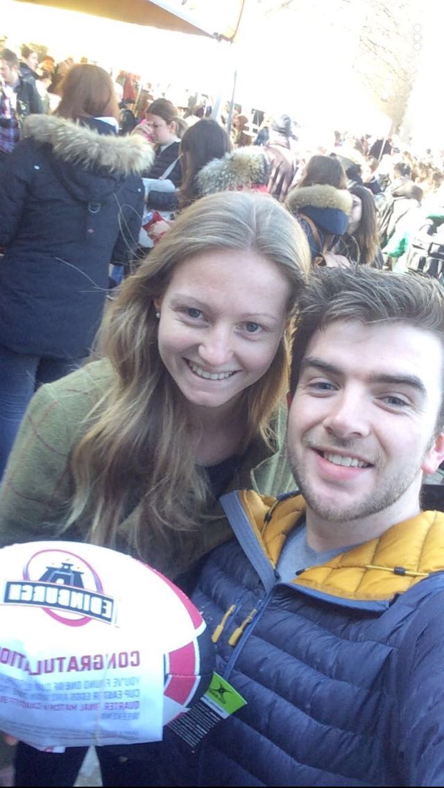 EdinburghRugby's tweet photo. #EuropeanEggChase | Congratulations to Kirsty who has won two tickets to next Saturday's @ERChallengeCup Quarter-final against the Cardiff Blues after finding today's hidden ball at Stockbridge Market! 🎉 https://t.co/dSLVRTid1q