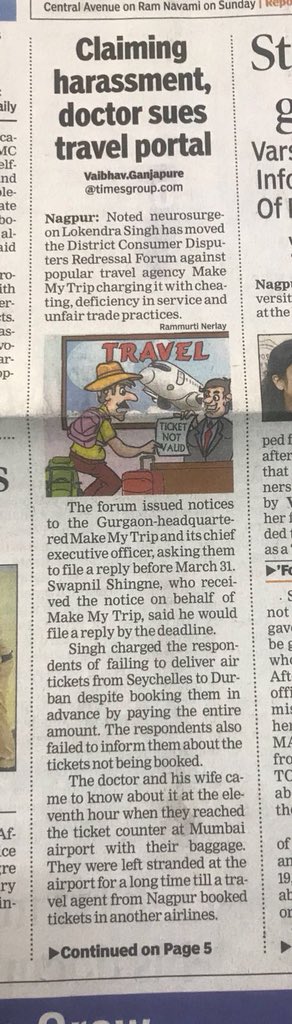 INDIANCommon's tweet photo. It’s indeed sad that even big travel agency’s like ‘ Make My Trip’ harass &amp; behave irresponsibly with their client. My friend Dr. Lokendra &amp; Mrs. MadhuBala Singh, became victim of their arrogance on trip abroad. Read TOI story https://t.co/J7riFH2tsz