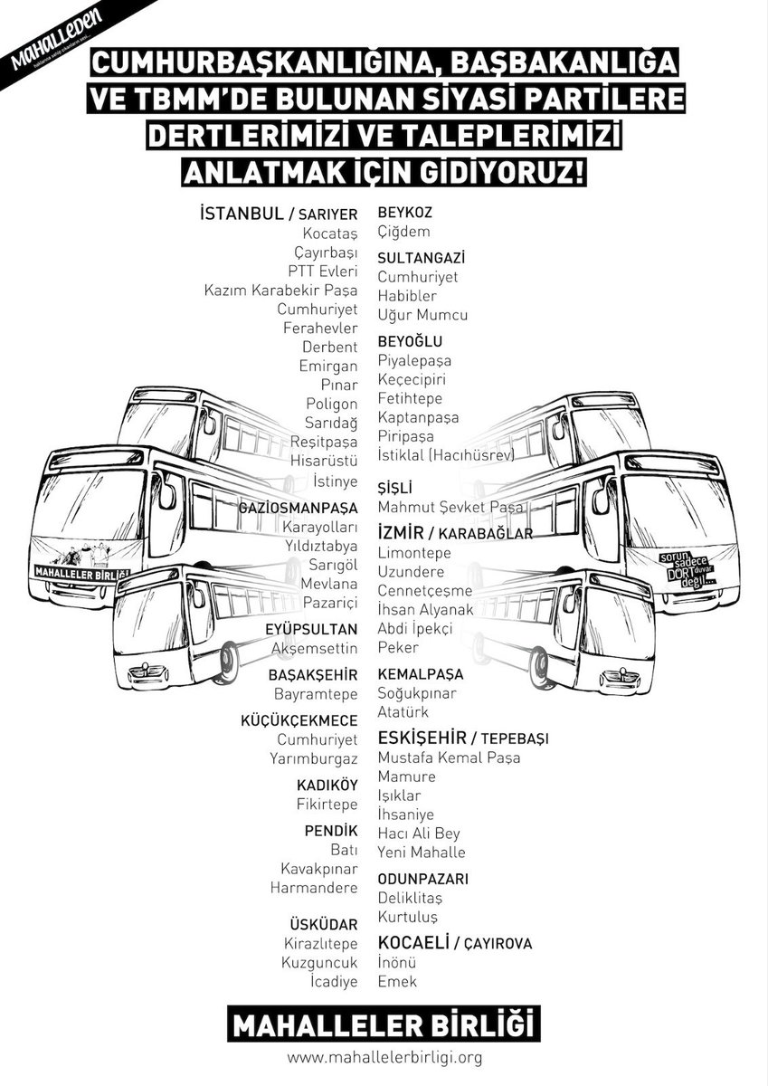Mahalleler Birliği, İstanbul, İzmir, İzmit ve Eskişehir’de meydanlarda imza kampanyasını sürdürüyor. Sağlıklı ve güvenli bir çevrede, güvence içinde yaşamak herkesin hakkı, sen de destek ol!