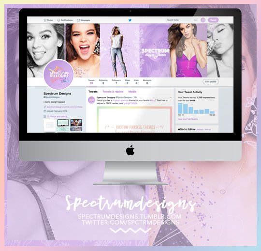 SpctrmDesigns's tweet photo. #NEW layouts for Spectrum Designs on #Tumblr and #Twitter featuring #HaileeSteinfeld 

portfolio: https://t.co/5bjGBBghNh
request your own header: https://t.co/lsJMuBEf38
request your own custom #fansite theme: https://t.co/wHFQkEZR6p https://t.co/IVyVZCehzO