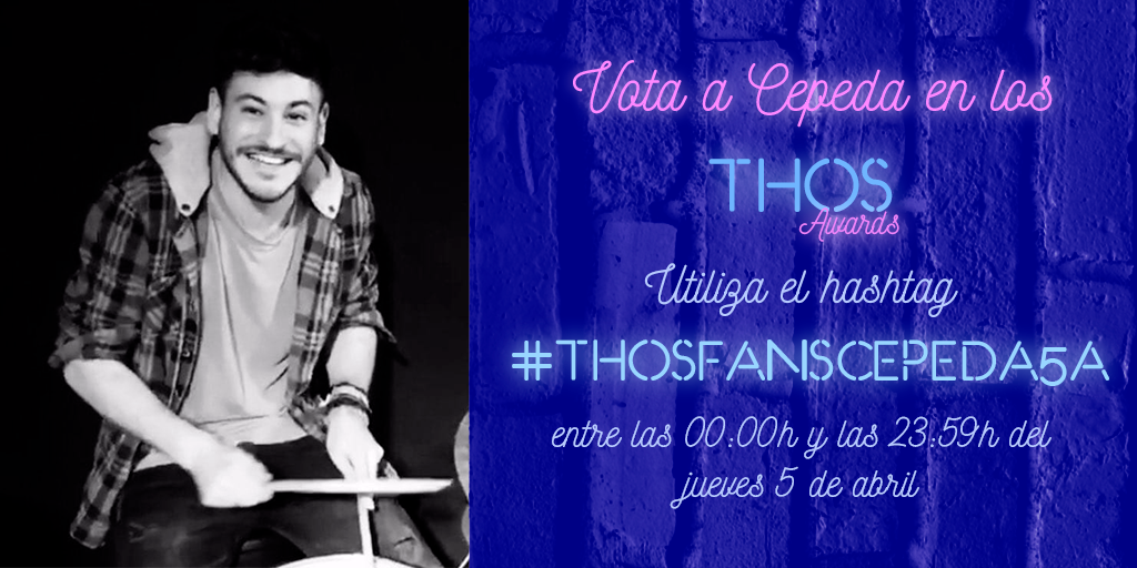 cepedistas_com's tweet photo. 📢 ¡Nuevo día, nuevo HT! Desde hoy a las 00.00h hasta las 23:59h, acompañad vuestros tuits, si podéis, con la etiqueta #THOSFansCepeda5A para conseguir votos. ¡Los RT también cuentan! https://t.co/5W11pe4Cof