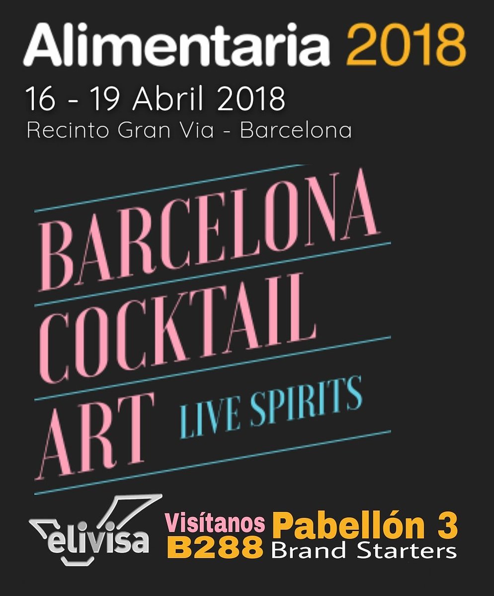 Elivisa1's tweet photo. La coctelería innovadora agita Alimentaria.
#ElivisaSpriritsCocktails #NuestraFuerzaEsNuestraPasión #Alimentaria2018 #BeComingLeader #RonAgricola #RhumAgricole #MixerCocktails #GiffardLiquers https://t.co/B7n2IUQ8cB