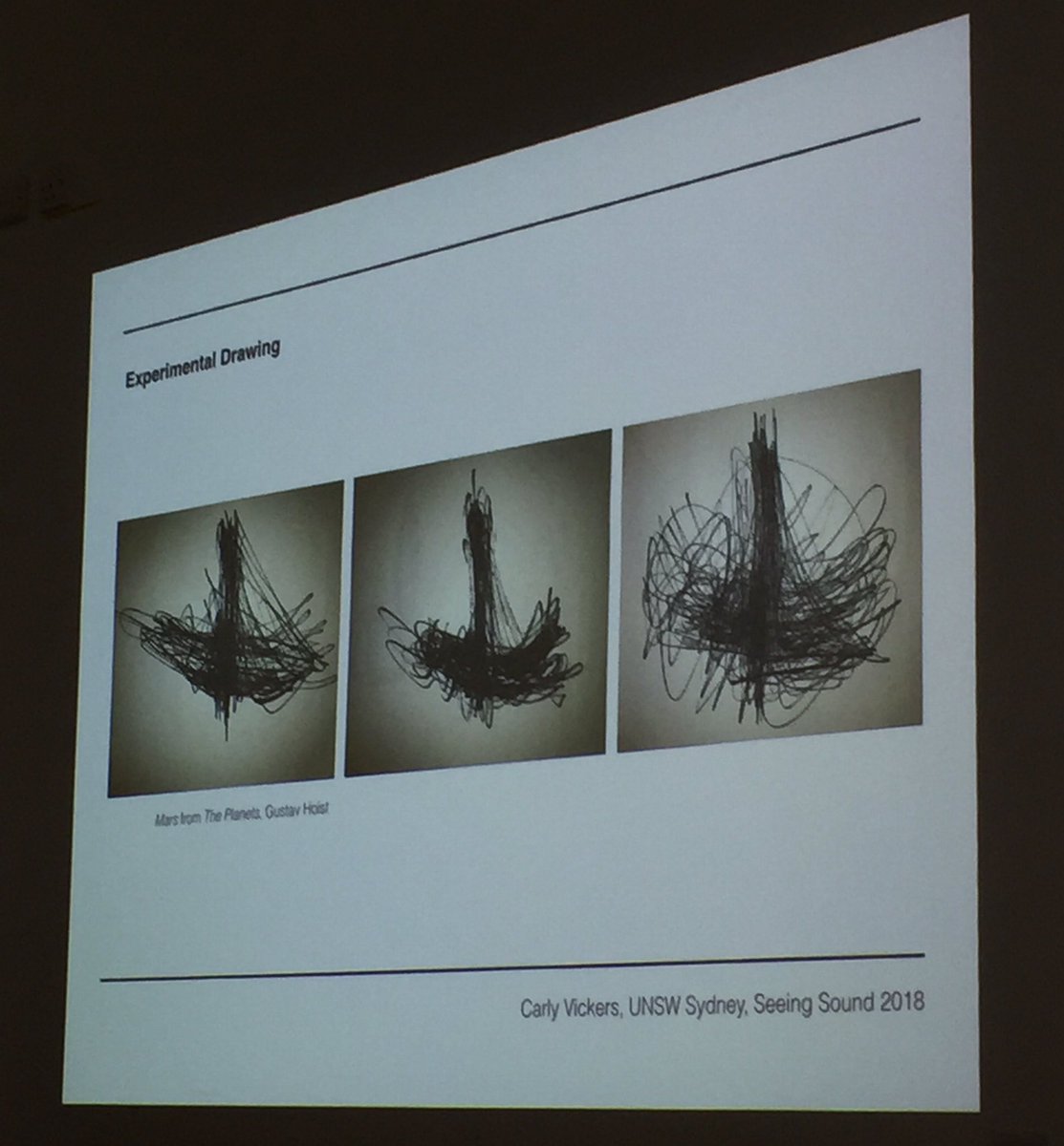 Carly Vickers (UNSW) Exploring Gesture in Performance as Visual Communication. Drawings based on conducting gestures of Holst's Mars from The Planets #SeeingSound