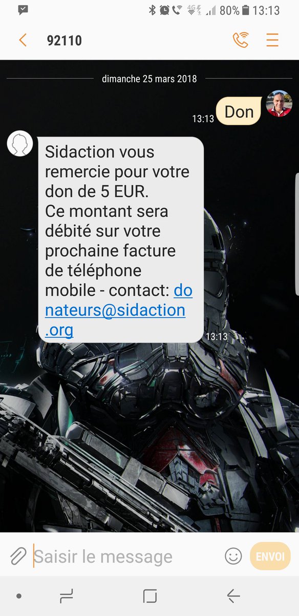 DELLAPINA_Fred's tweet photo. Rapide, peu coûteux, petit geste pour faire avancer les choses.
#sida #sidaction #don #donsms https://t.co/mky4N3P9xI