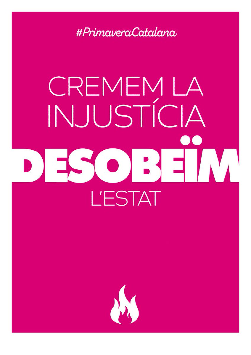 cupnacional's tweet photo. PRIMAVERA CATALANA | 
Ha arribat la #PrimaveraCatalana 
Desobeïm l'estat! #LlibertatPresosPolítics 
I pel retorn de les exiliades! https://t.co/WGZorU3Zse