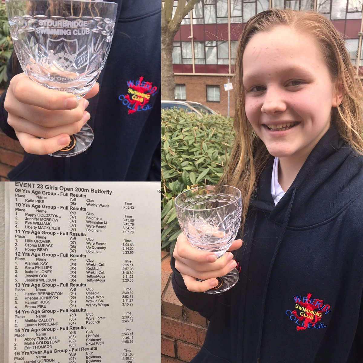 princesslouisey's tweet photo. Super proud of Alannah, first place out of the 12 year girls for 200fly, with an amazing time of 2.55, knocking 10 seconds off her Pb and now the proud owner of this crystal cup #crystal meet @Thomas_Telford #centralbaths https://t.co/UcikwjS3SQ