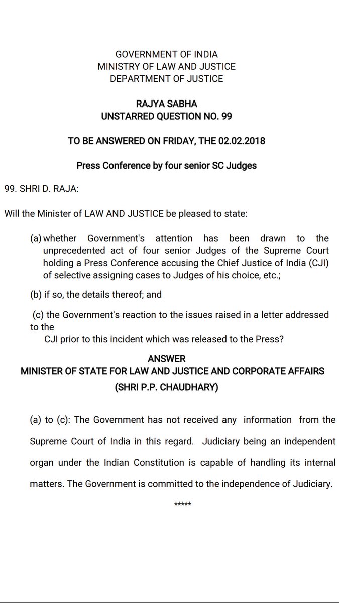 utkarsh_aanand's tweet photo. #CPI #MP D Raja went to meet Justice Chelameswar minutes after the unprecedented #SCJudgesMutiny press conference. He said there was nothing political about it.
Raja has now asked a question in Rajya Sabha about the same press conference.
Kabhi personal kabhi political. https://t.co/LfnR0ZFJ74