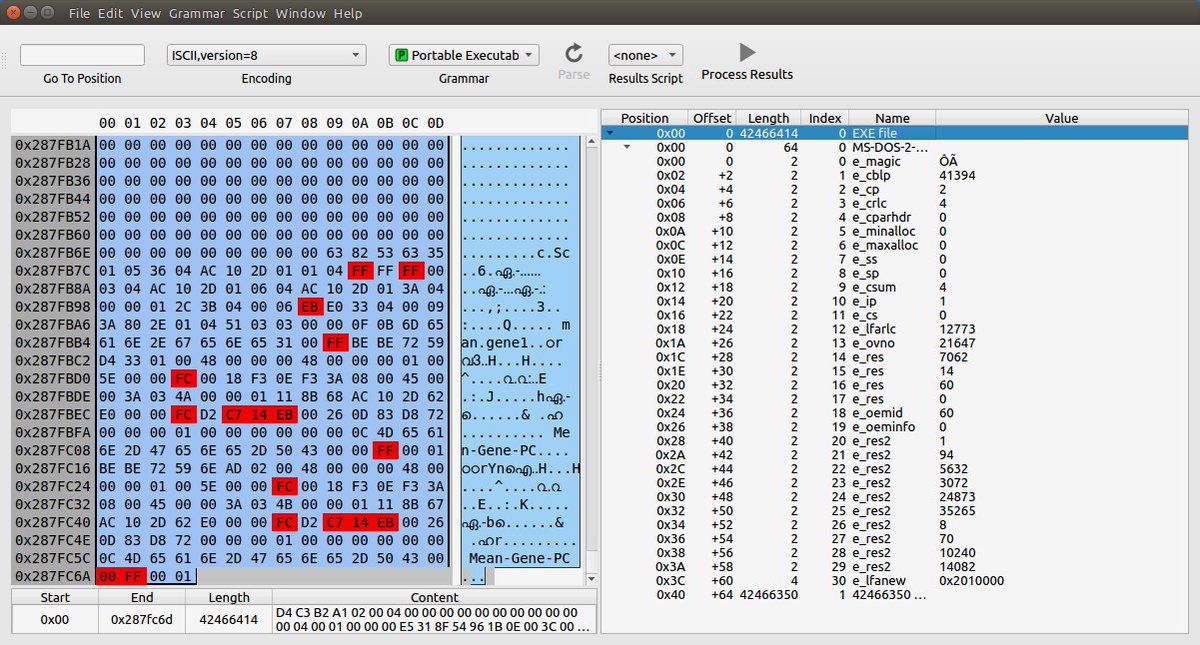seguridadyredes's tweet photo. #Hexinator Editor Hexadecimal con aplicación de "gramáticas" para distintos tipos de filesystem / ficheros, etc. decodifica y estructura los datos en base a su "gramática"

Ejemplo 1: grámática aplicada es #Libpcap / #pcapng para un .#pcap

Ejemplo 2: un Portable Executable #PE. https://t.co/gDDesoAi4v