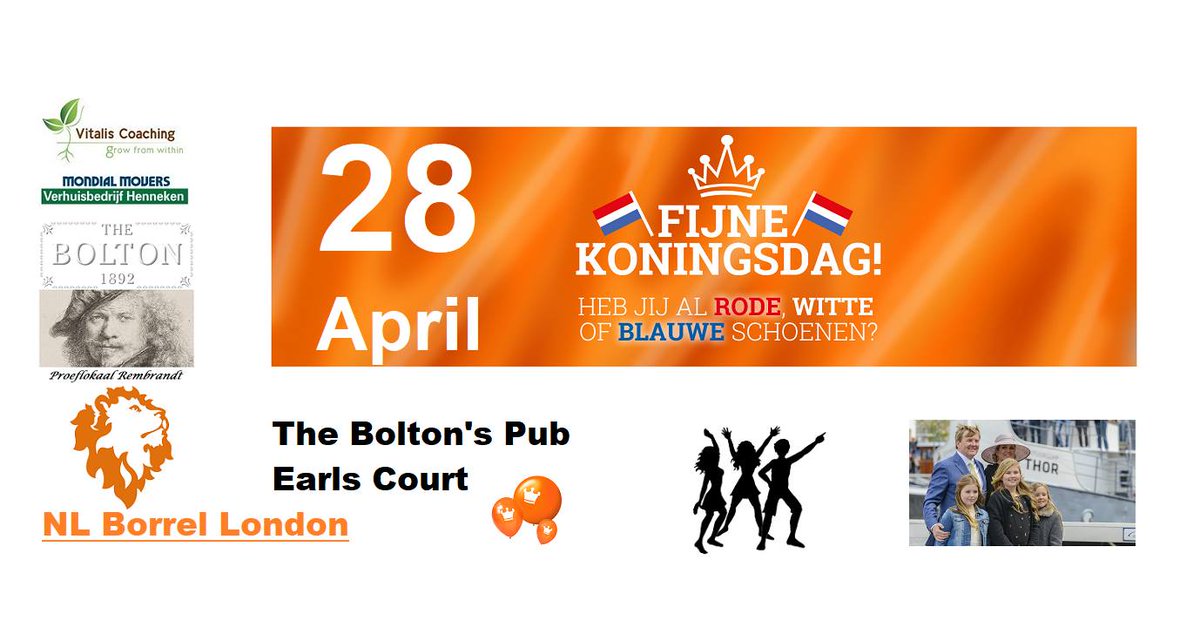 Nlborrel_London's tweet photo. 28 april vieren we graag samen Koningsdag in Londen. Haal je oranje kleding uit de kast en hou onze Facbook pagina in de gaten: https://t.co/MUk0M2a85O Tot dan! https://t.co/v5BHq9xYAT