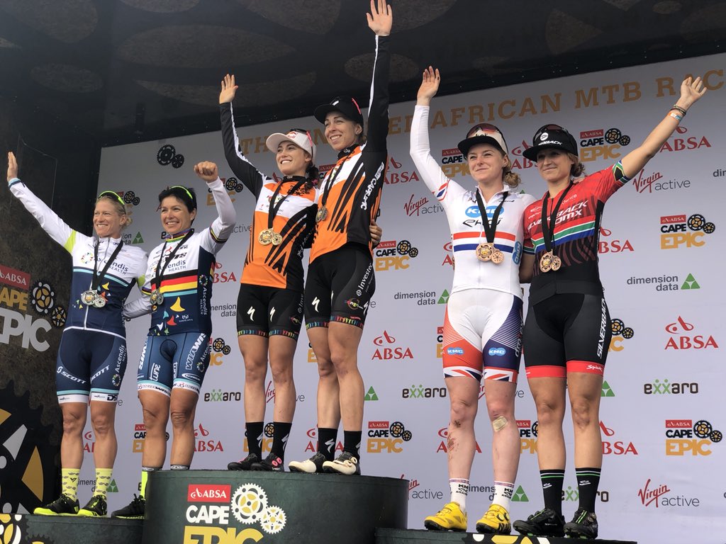 Congratulations to our Overall Ladies in the Women’s Category!

@StraussMariske &amp; <a href="/AnnieLast1/">Annie Last</a> in 3rd position Overall at the 2018 ABSA <a href="/CapeEpic/">capeepic</a>! 

#SilverbackKMC #UNTAMED #BornToBeFast #ABSACapeEpic #SilverbackBikes 💐🥉🙌🏽🚵🏼‍♀️#wearwOMX #8DayStageRace