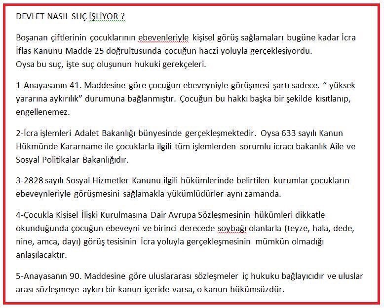 #AileDevletinTemelidir #6284AileyiYokEdiyor #ÇocukHacziİnsanlıkSuçudur #NafakaHapsiKalksın #SüresizNafakaSüreliOlsun #EbeveyneYabancılaşmaSendromuSuçOlsun #MEDEAveEYSsendromuHastalıkOlarakTanınsın #ErkenEvlilikMağdurlarınaYeniDüzenleme #OrtakMalaTashih #ÇareAdilEşitOrtakVelayet