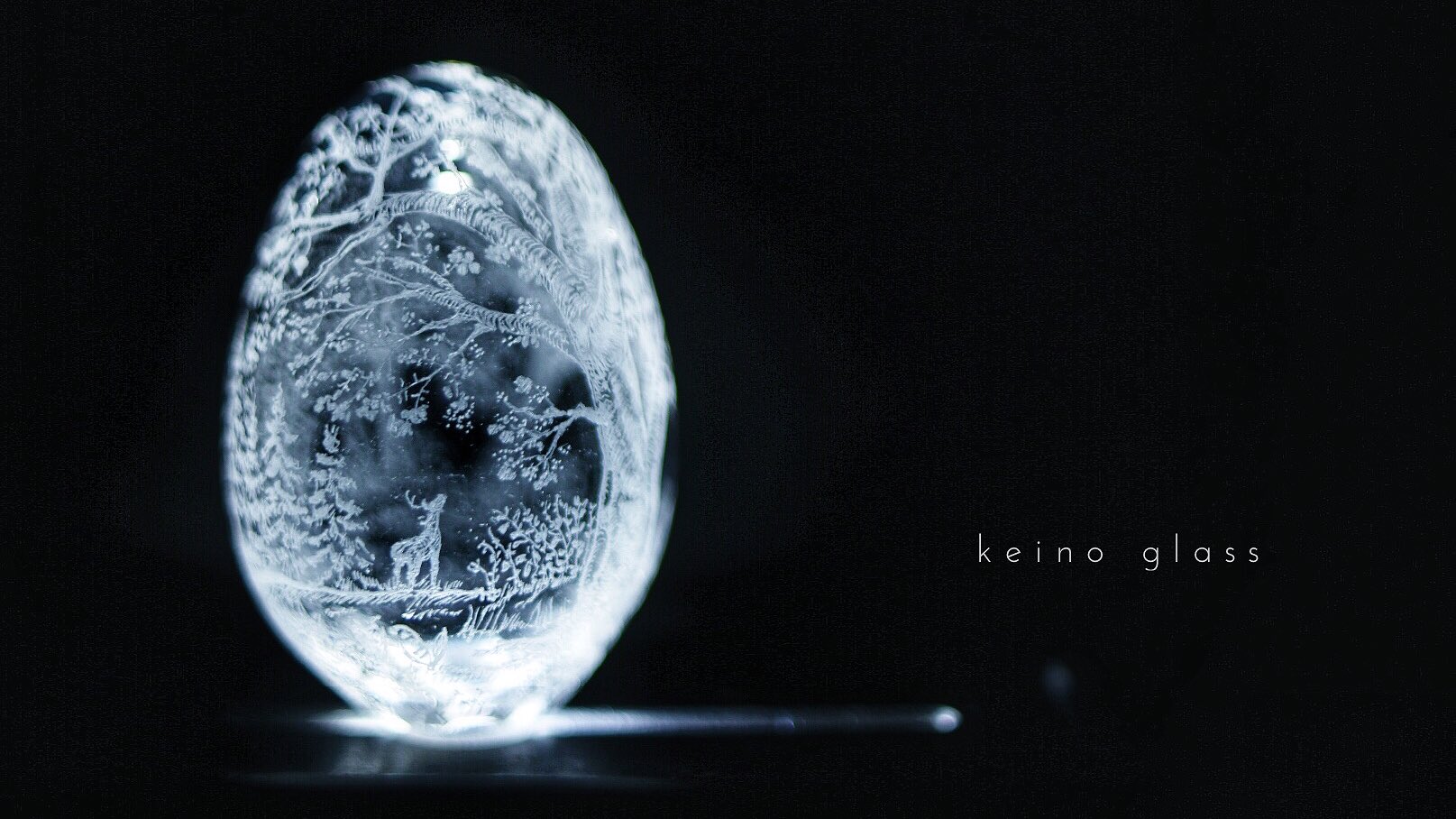 ガラス彫刻　たまごオブジェ keino glass たまごオブジェ