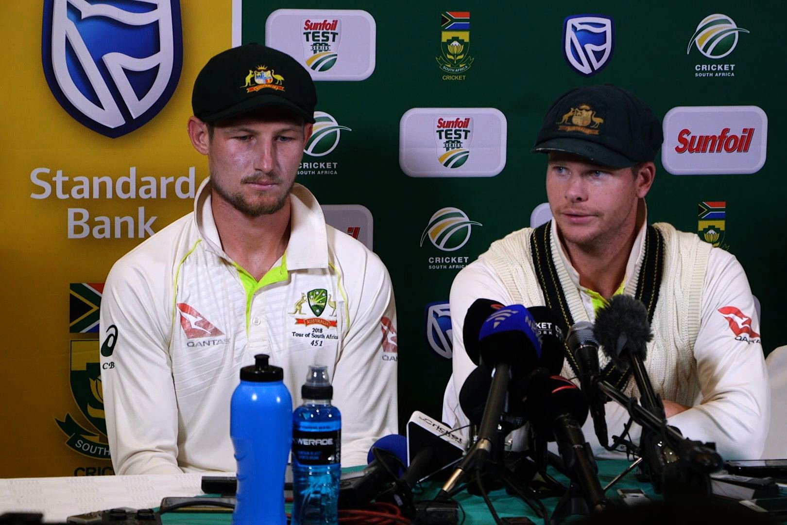 Steve Smith at the press conference post the sandpaper gate.(Credits: Twitter/ICC)