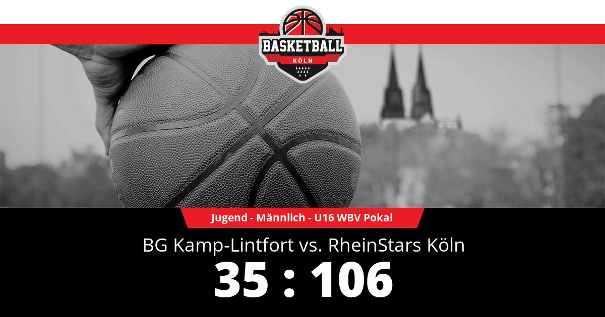 basketballkoeln's tweet photo. Ergebnisdienst Jugend - Männlich - U16 WBV Pokal: BG Kamp-Lintfort vs. RheinStars Köln 35:106 #basketball #köln https://t.co/Kgu1Ead3Hm