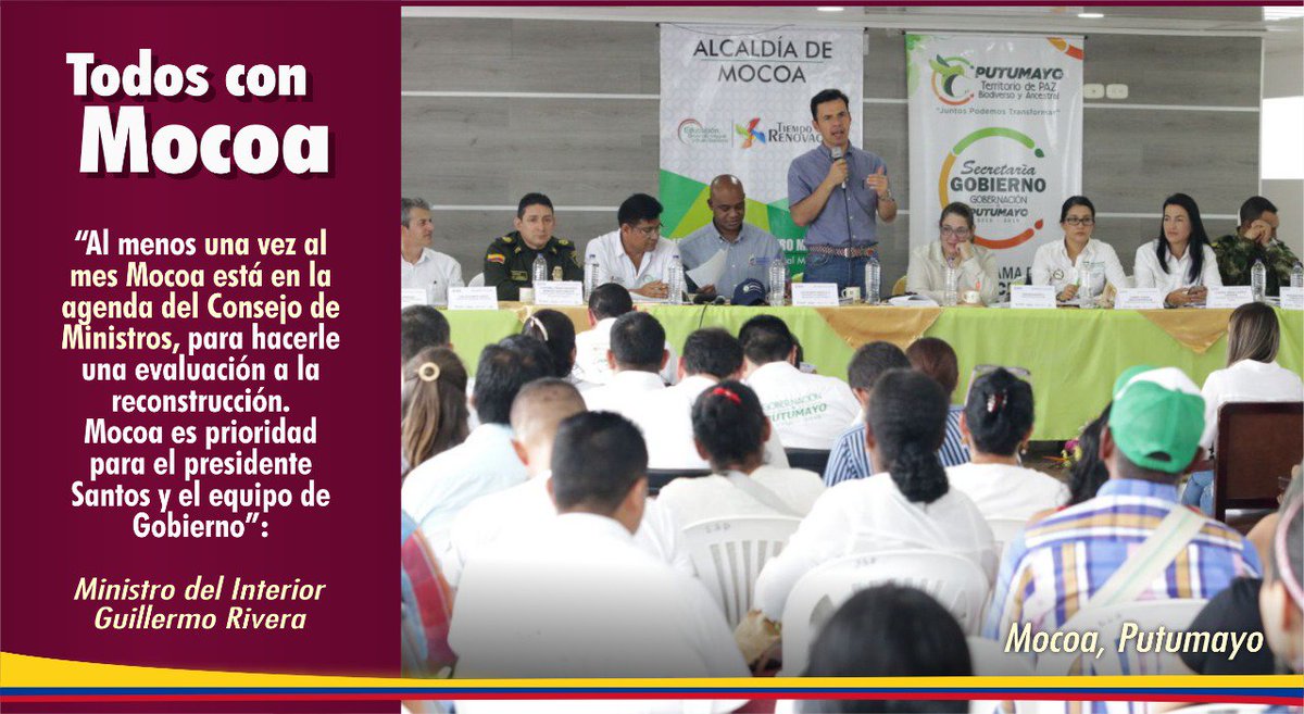 riveraguillermo's tweet image. #Mocoa está en la agenda del #ConsejodeMinistros donde hacemos seguimiento a su reconstrucción #AsíAvanzaMocoa
