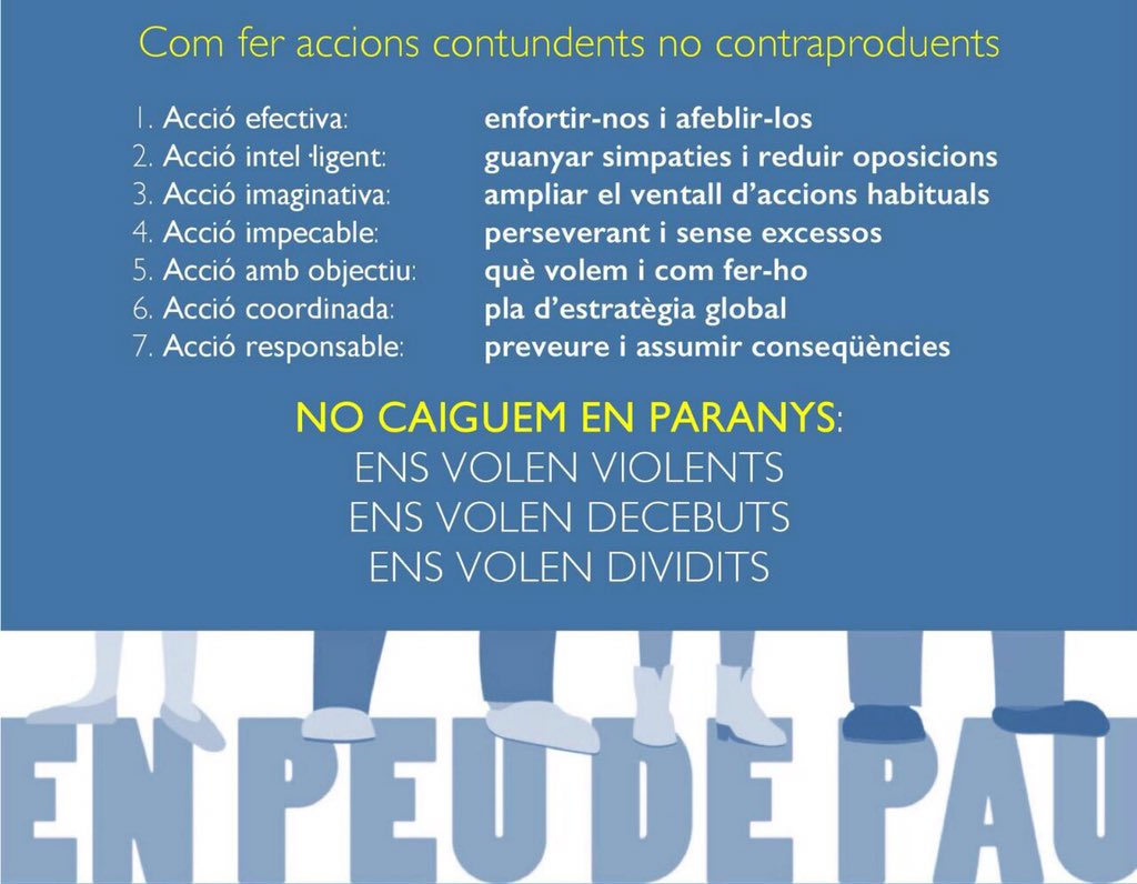enpeudepau's tweet photo. Avui, en la mobilització estiguem junts, recordem-nos sempre quin és l'objectiu de la protesta. Ningú està obligat a res. Comprensió mútua. La noviolència, la nostra millor eina. Sempre defensant els nostres drets. Sempre endavant. Sempre en peu de pau. https://t.co/Rs3XpkTshX