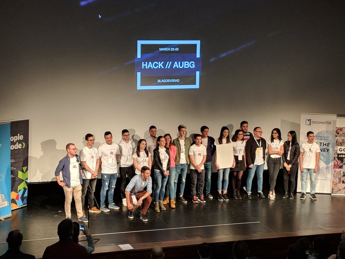 jhertum's tweet photo. Today I was present at #HackAUBG in #Blagoevgrad. Amazing presentations from the students which competed in a three day (and night) #Hackaton. I was impressed with the presentation skills of all. Well done #theHub https://t.co/R8TNIK9tg4