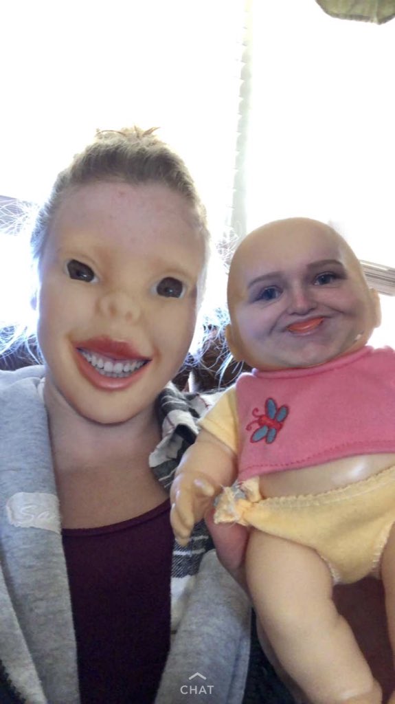 kknechtly's tweet photo. My sister face swapped with one of Keaton’s baby dolls 😂😂 https://t.co/FkxXUNP742