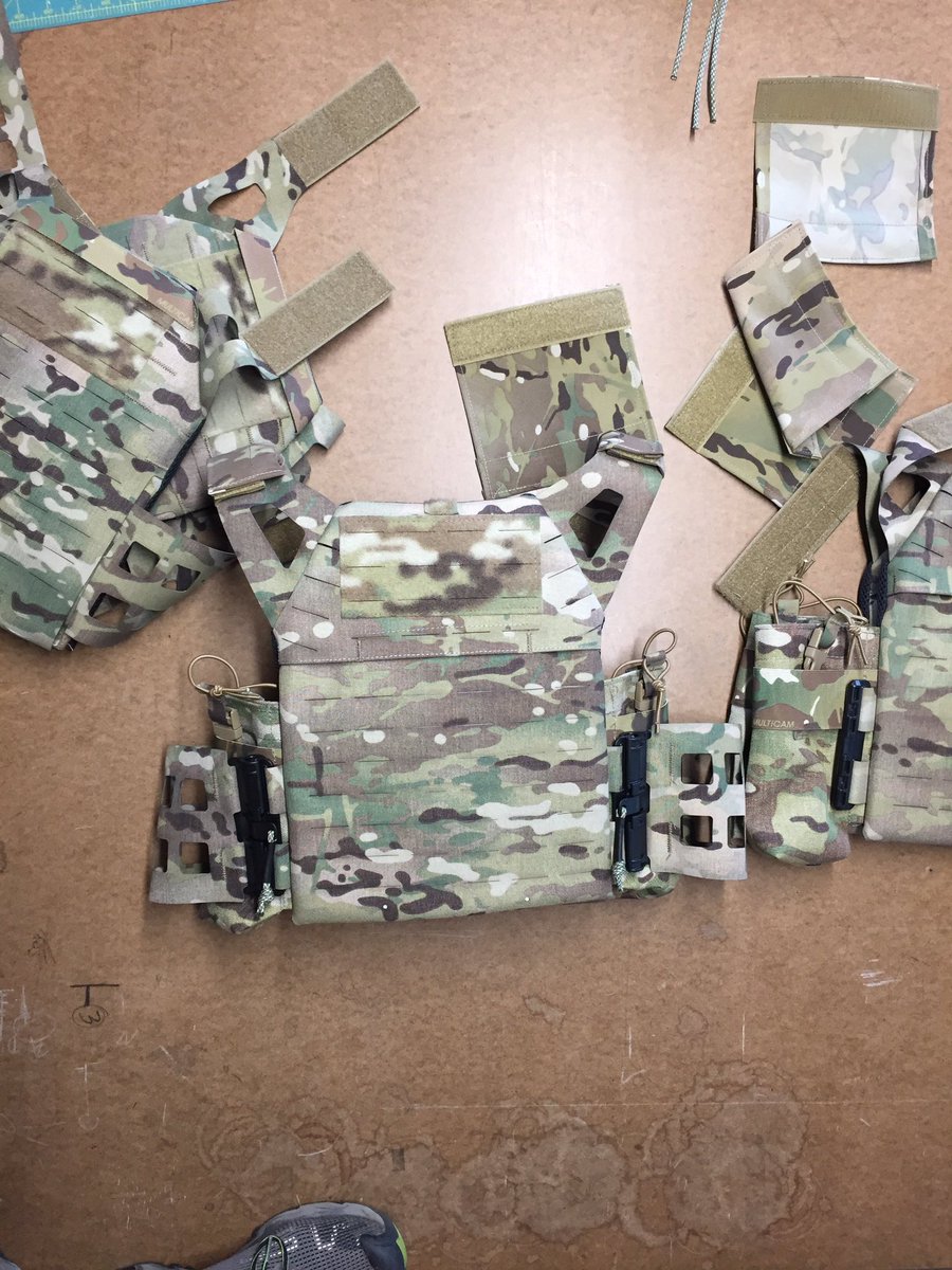 Custom Laser Cut Plate Carriers with Tubes closures and dual PRC Radio pouches. #multicam #lasercut #tacticalgear #cordura