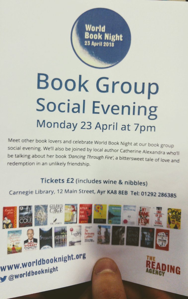 CAlexandrabooks's tweet photo. If you're a local Ayrshire reader and you like a good #bookchat, why not pop along to this event organised by @salibraries . I'm very much looking forward to it! #writer #writerslife #bookclubs #dateindiary https://t.co/xI3TGJMJvC