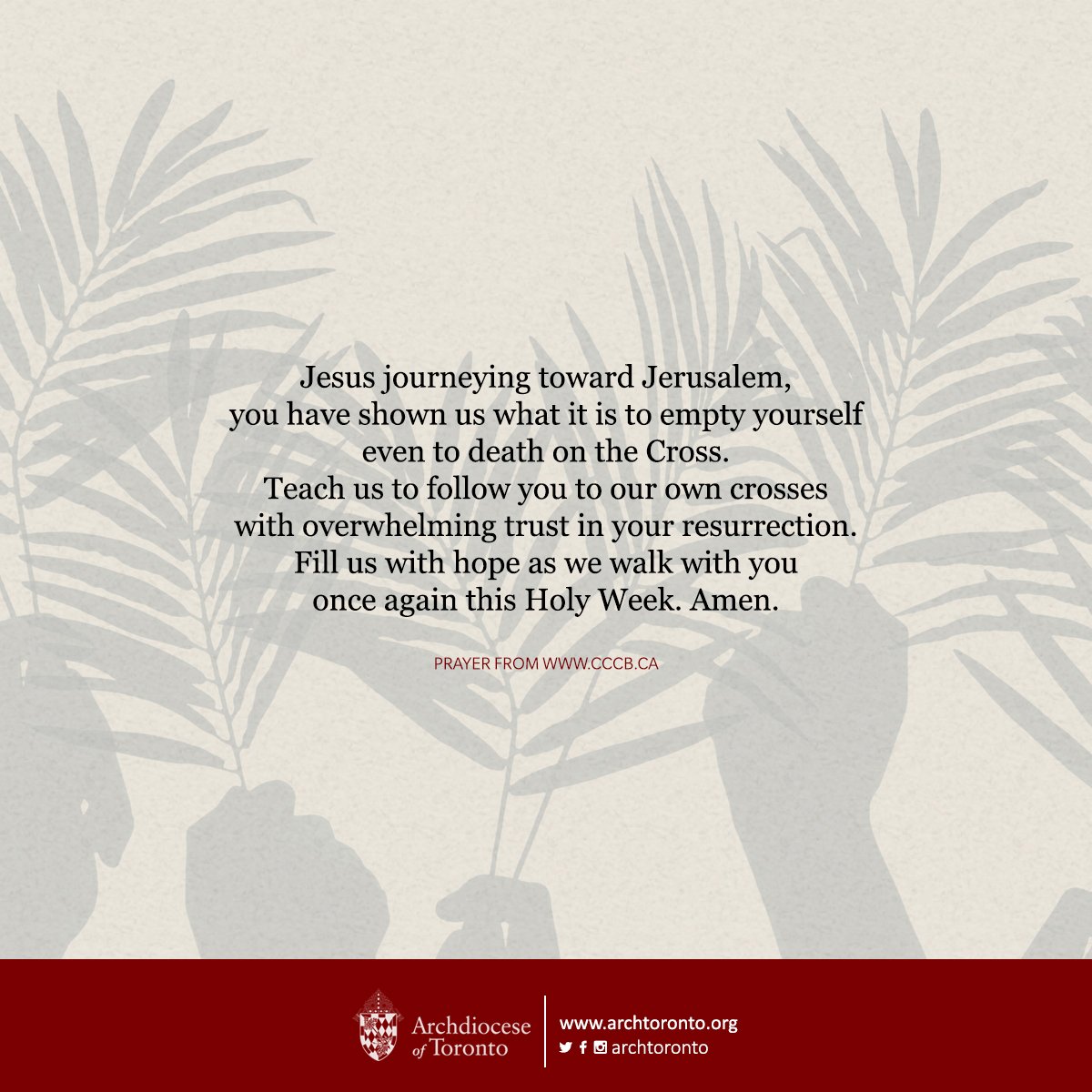 archtoronto's tweet photo. Laying a body in a tomb is a sign of our hope in God's abundant life. Read today's Gospel reflection at https://t.co/uGnpGoLjyD #catholicTO #palmsunday #holyweekTO @CCCB_CECC https://t.co/S4e0WXo6xU