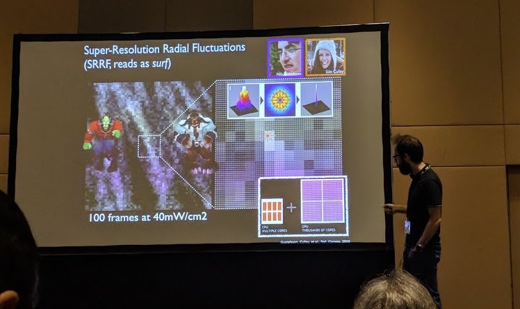 Highlights from #FoM2018 day 1. Great talk from @HenriquesLab on SRRF, and other 'algorithms worth knowing'. Pic is on the benefits of GPUs (parallelization - and gaming). I can attest to both.