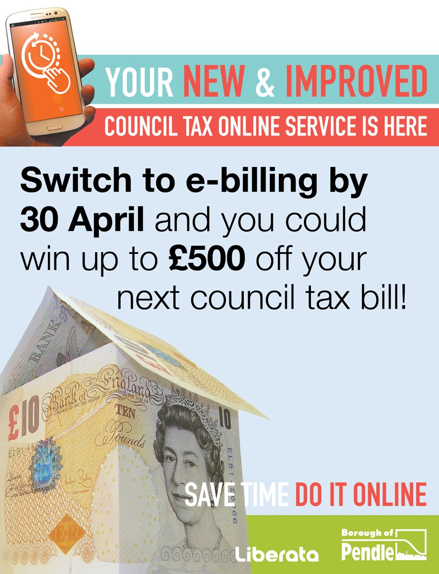 ContactPendle's tweet photo. Back by popular demand! We've extended our deadline so you can still be in with a chance of getting money off your council tax bill 2018/19. Simply switch to e-billing by the end of April - https://t.co/Zjsm1410kp https://t.co/8IdKOCgtRC