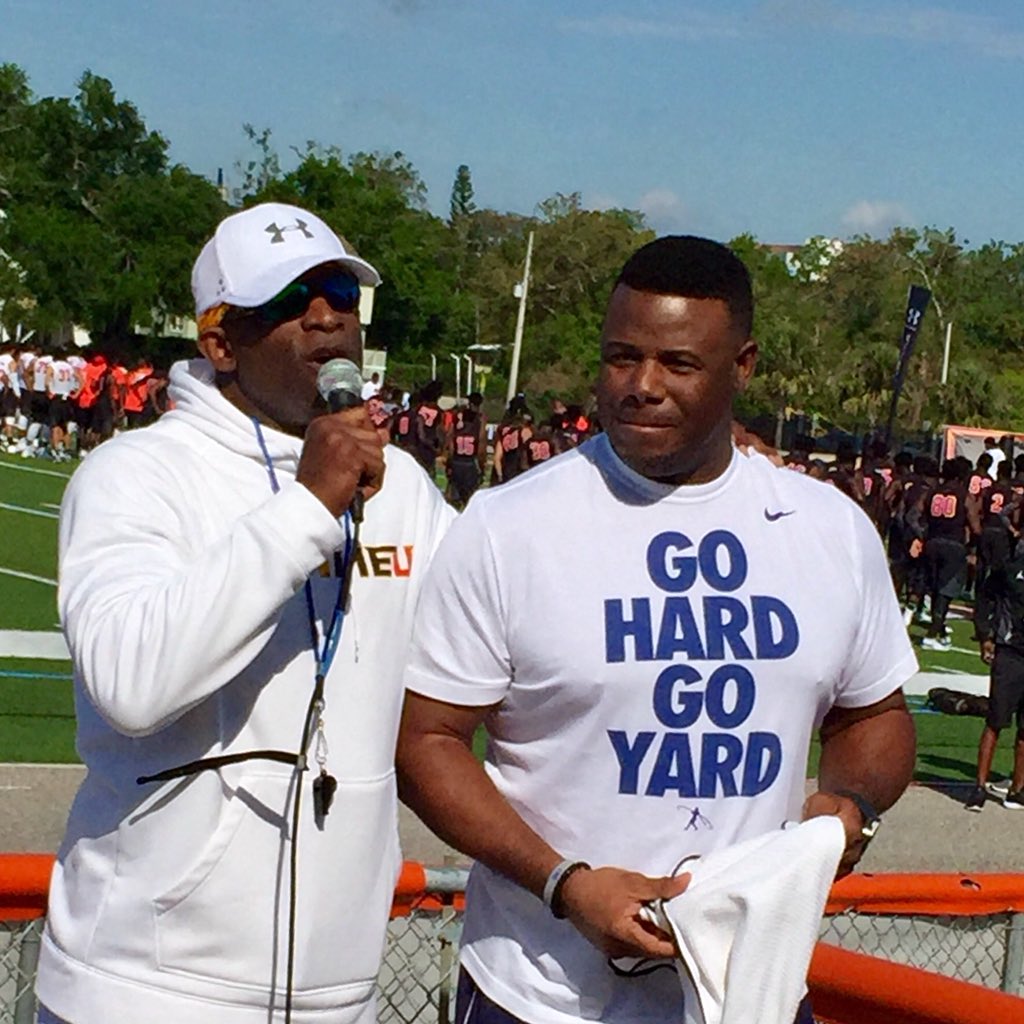 All-America Game on X: Two of the greatest athletes of all-time at today's  @UAFootball All-America Camp: Deion Sanders and Ken Griffey Jr.  #UAALLAMERICA  / X