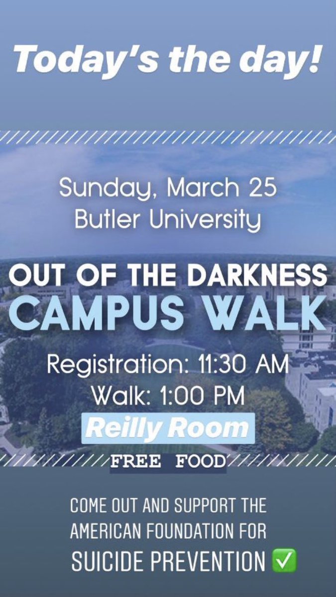 ButlerU_ISC's tweet image. Join Butler’s Be the Voice at their remarkable annual Out of the Darkness Walk today supporting suicide awareness education and prevention efforts. Link to join the Independents team or DONATE 🤝afsp.donordrive.com/index.cfm?fuse…