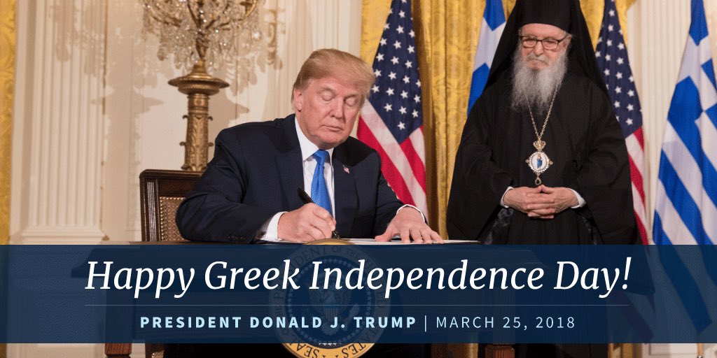 gabriel_pans's tweet photo. “President Donald J. Trump Proclaims March 25, 2018, as Greek Independence Day: A National Day of Celebration of Greek and American Democracy” https://t.co/DDI8XULS6v by #realDonaldTrump via @c0nvey https://t.co/cpDXlrxgNa