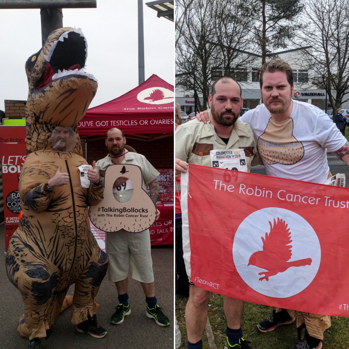 RCTcharity's tweet photo. SO proud of our #TeamRCT runners at today's @ColHalfMarathon 🙌 #RCTrex and a #Jurassic gameskeeper running 13.1 miles to raise funds for our life-saving cancer awareness! 🏃🥇♥️

You can still donate to their @JustGiving page here: https://t.co/lU8hRCCl9t https://t.co/k3cu7kAOfr