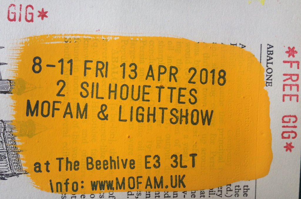 magiclorne's tweet photo. Today's art = DIY #recycled #gigflyer for @mofamband #free #gig @BowBeehive https://t.co/AavpI1nW5n