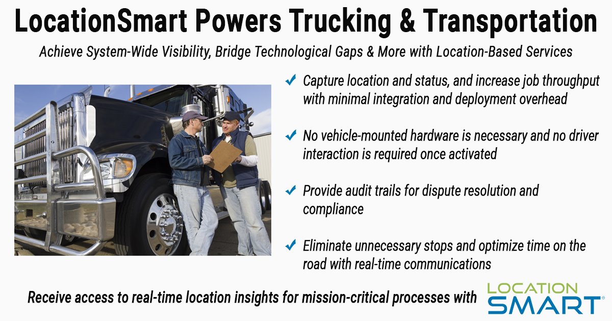 Good luck to all #2018TCA attendees! <a href="/locationsmart/">Locance</a> provides trusted real-time location for driver &amp; #asset tracking. Businesses can leverage drivers's existing mobile devices for real-time status updates &amp; no hardware/software is required. Learn more: locationsmart.com/solutions/effi…